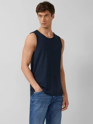 Tank top ze strukturą przędzy płomieniowej i nadrukiem logo s.Oliver niebieski