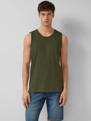Tank top ze strukturą przędzy płomieniowej i nadrukiem logo s.Oliver oliwkowy