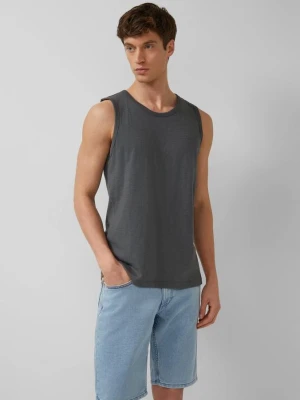 Tank top ze strukturą przędzy płomieniowej i nadrukiem logo s.Oliver szary