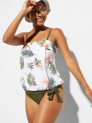 Tankini bandeau (komplet 2-cz.) z odpinanymi ramiączkami bonprix