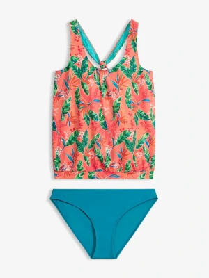 Tankini oversize z efektownym tyłem (2 części) BonPrix pomarańczowy