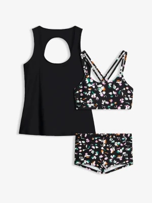 Tankini + top typu bustier (komplet 3-cz.) BonPrix czarny