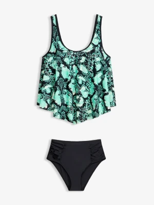 Tankini we wzór skóry węża (komplet 2-cz.) BonPrix zielony
