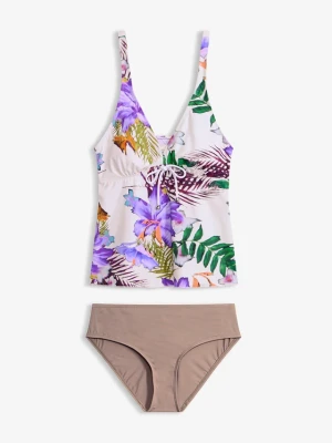 Tankini z dekoltem w serek (komplet 2-cz.) BonPrix biały