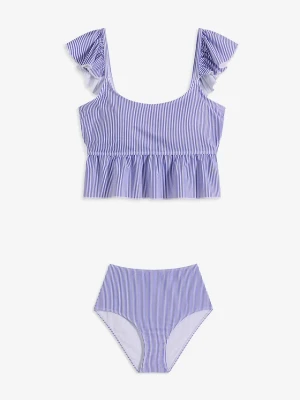 Tankini z falbankami (komplet 2-cz.) BonPrix biały