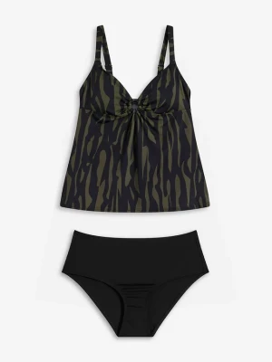 Tankini z ozdobym kółkiem (2 części) BonPrix zielony