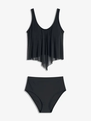 Tankini z prześwitującą siateczką (2 części) BonPrix czarny