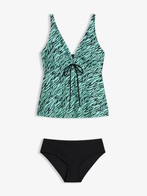 Tankini z wiązaniem (2 części) BonPrix zielony