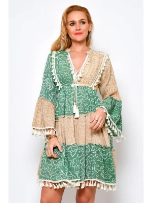 Tarifa Sukienka w kolorze beżowo-zielonym rozmiar: M