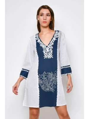 Tarifa Sukienka w kolorze biało-granatowym rozmiar: L
