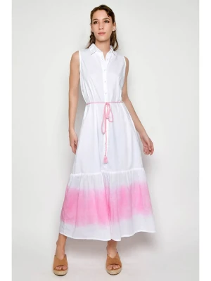 Tarifa Sukienka w kolorze biało-jasnoróżowym rozmiar: S