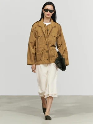 Techniczna Koszula Wierzchnia Z Kieszeniami - Toffee - Massimo Dutti - Female
