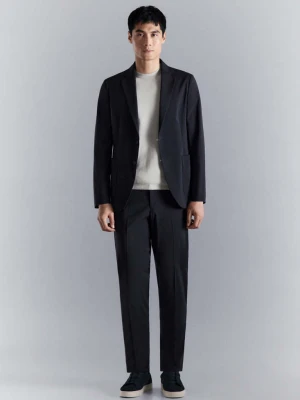 Techniczna marynarka slim fit granatowy - Mężczyzna - - MANGO MAN