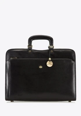 Teczka skórzana z kieszenią na suwak czarna Wittchen