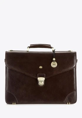 Teczka skórzana z trójkątną klapą brązowa Wittchen