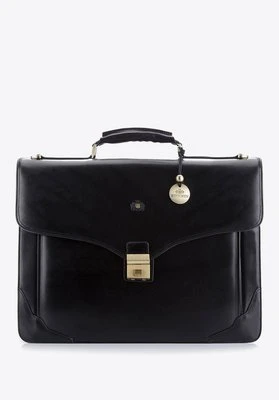 Teczka ze skóry z wyciętą klapą czarna Wittchen