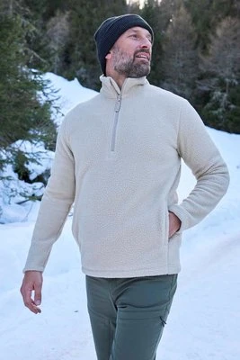 Ted — męski polar z barankiem z zamkiem błyskawicznym do połowy - Beige Mountain Warehouse