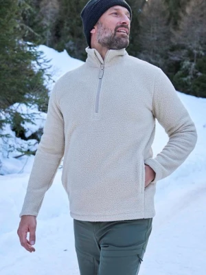 Ted — męski polar z barankiem z zamkiem błyskawicznym do połowy - Beige Mountain Warehouse