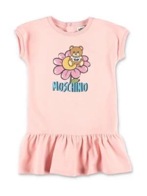 Teddy Bear Różowa Bawełniana Sukienka T-Shirt Moschino