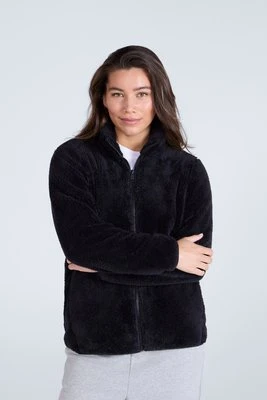 Teddy polar damski z pełnym zamkiem - Charcoal Animal