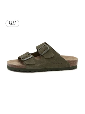 teegu Skórzane klapki w kolorze khaki rozmiar: 36