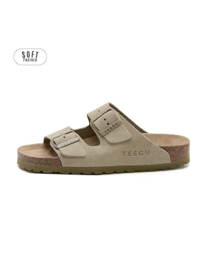 teegu Skórzane klapki w kolorze khaki rozmiar: 40