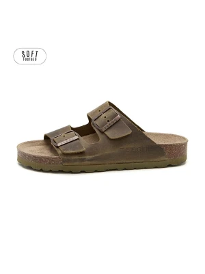teegu Skórzane klapki w kolorze khaki rozmiar: 36