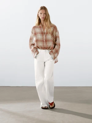Tejan Trousers With Texture Detail - Surowy - - Massimo Dutti - Kobieta