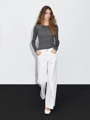 Tejan Trousers With Texture Detail - Surowy - - Massimo Dutti - Kobieta