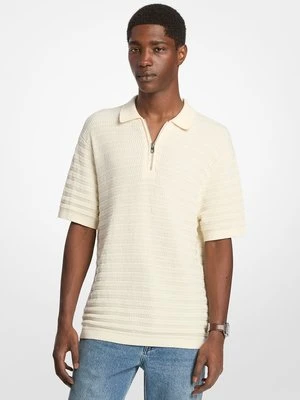 Teksturowana bawełniana koszulka polo na zamek Michael Kors Mens