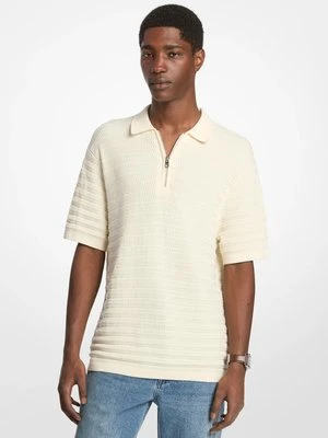 Teksturowana bawełniana koszulka polo na zamek Michael Kors Mens