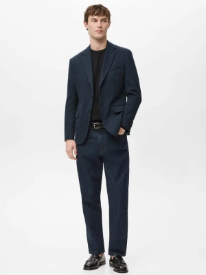 Teksturowana marynarka slim fit granatowy - Mężczyzna - - MANGO MAN