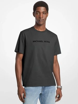Zdjęcie produktu Teksturowany bawełniany T-shirt z logo Michael Kors CZARNY (Czarny)