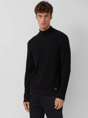 Teksturowany sweter wykonany z czystej bawełny z golfem s.Oliver czarny
