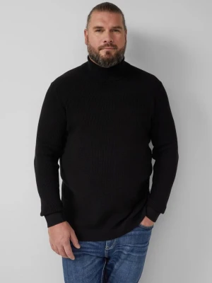 Teksturowany sweter wykonany z czystej bawełny z golfem s.Oliver czarny