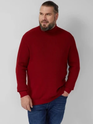 Teksturowany sweter wykonany z czystej bawełny z golfem s.Oliver czerwony