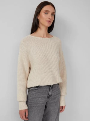 Teksturowany sweter z dzianiny oversize z prążkowanymi mankietami s.Oliver beżowy