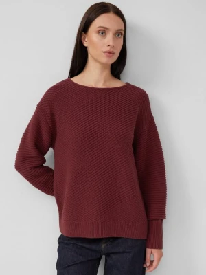Teksturowany sweter z dzianiny oversize z prążkowanymi mankietami s.Oliver czerwony