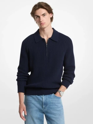 Teksturowany sweter z mieszanki wełny z suwakiem 1 / 4 Michael Kors PÓŁNOC (Niebieski)