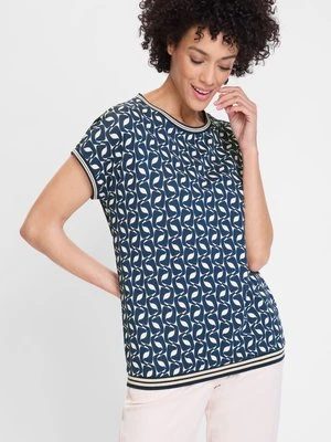 TENCEL™ Granatowa bluzka damska Clara z geometrycznym printem – Relaxed Code Olsen