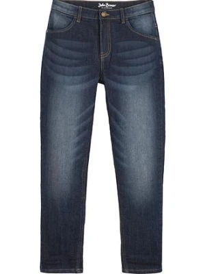 Termiczne dżinsy chłopięce na podszewce z polaru, z prostymi nogawkami, slim fit BonPrix niebieski
