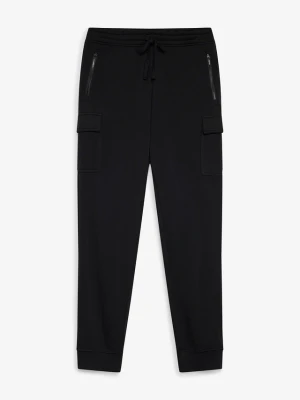 Termiczne spodnie dresowe cargo o kroju regular fit BonPrix czarny