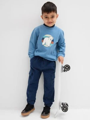 Termiczne spodnie z gumką w talii, regular fit, z kieszeniami cargo, ze sztruksu z podszewką z dżerseju bonprix