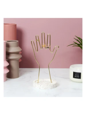 THE HOME DECO FACTORY Stojak "Terazzo" w kolorze złoto-beżowym na biżuterię - wys. 28 x Ø 16 cm rozmiar: onesize