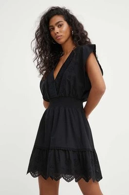 The Kooples sukienka bawełniana kolor czarny mini rozkloszowana FROB28099K