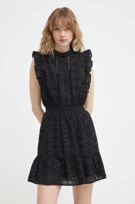 The Kooples sukienka bawełniana kolor czarny mini rozkloszowana FROB28170K