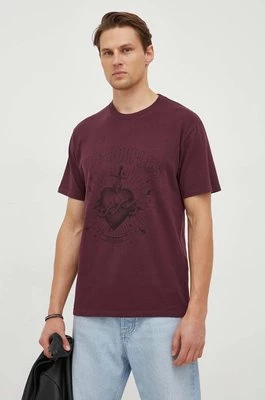 The Kooples t-shirt bawełniany męski kolor bordowy