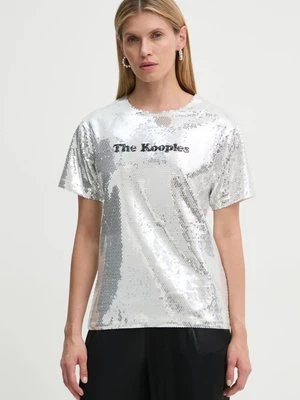 The Kooples t-shirt damski kolor srebrny FTSC29036K