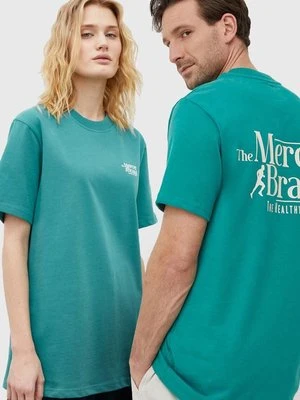 The Mercer Brand t-shirt bawełniany The Heavy Tee kolor zielony z nadrukiem MEAP241002