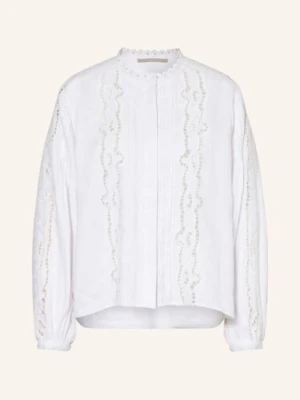 (The Mercer) N.Y. Bluzka Lniana Z Koronką Z Dziurkami weiss